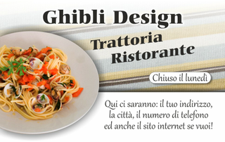 Ghibli Design - Biglietto personalizzabile,  #1490 - fronte - ristorante, trattoria,  spaghetteria, spaghetti, primo, piatto, pesce, vongole, ristorazione, cibo