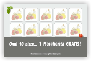 Ghibli Design - Biglietto personalizzabile,  #1602 - indietro - pizza capricciosa spicchio pizzeria ristorante grigio bianco nero