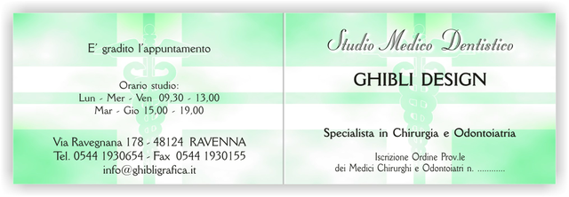 Ghibli Design - Biglietto pieghevole,  #1800 - studio dentistico odontoiatrico dentista odontoiatra medico croce caduceo ambulatorio