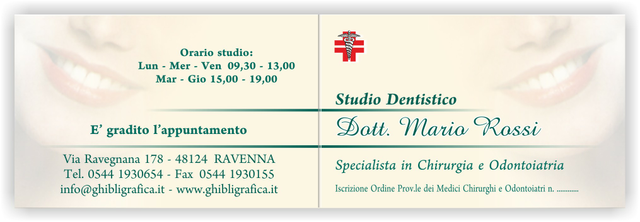Ghibli Design - Biglietto pieghevole,  #1817 - studio dentistico odontoiatrico dentista odontoiatra denti bianchi bel sorriso ragazza volto donna bocca croce caduceo