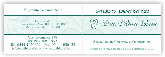 Ghibli Design - Biglietto pieghevole,  #1823 - catalogo, decorato, decori, decoro, dente, denti, dentino, dentista, dentistico, medico, odontoiatra, odontoiatrico, studio
