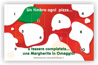 Ghibli Design - Biglietto personalizzabile,  #1834 - indietro - pizza pizzeria ristorante forno legna mozzarella pomodoro pomodori margherita fuoco bianco verde