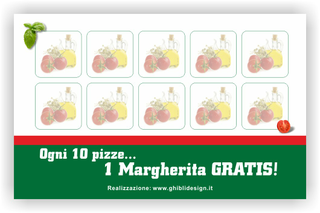 Ghibli Design - Biglietto personalizzabile,  #1849 - indietro - 3294, 1849, pizzeria, ristorante, pizza,margherita, pomodoro, pomodorini, olio, fuoco, forno, legna, verde, rosso, bianco