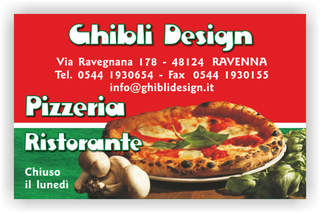 Ghibli Design - Biglietto personalizzabile,  #1863 - fronte - pizza pizzeria ristorante margherita funghi basilico rosso verde