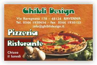 Ghibli Design - Biglietto personalizzabile,  #1865 - fronte - 3297, 1865, pizza, pizzeria, ristorante, margherita, funghi, basilico, marrone, rosso,