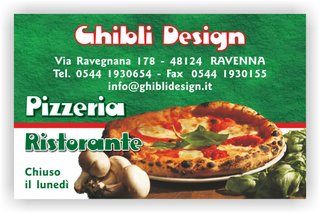 Ghibli Design - Biglietto personalizzabile,  #1866 - fronte - pizza pizzeria ristorante margherita funghi basilico verde bianco rosso