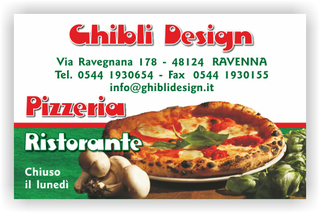 Ghibli Design - Biglietto personalizzabile,  #1867 - fronte - pizza pizzeria ristorante margherita funghi basilico verde bianco rosso