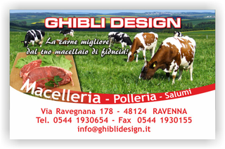 Ghibli Design - Biglietto personalizzabile,  #2092 - fronte - bistecca, bovina, carne, carni, catalogo, macellaio, macelleria, mucca, mucche, ovina, pascolo, rosso, suina