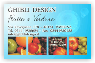 Ghibli Design - Biglietto personalizzabile,  #2139 - fronte - frutta verdura fruttivendolo mele uva fragole broccoli pomodoro peperone azzurro