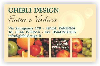 Ghibli Design - Biglietto personalizzabile,  #2141 - fronte - frutta verdura fruttivendolo mele uva fragole broccoli pomodoro peperone giallo giallino