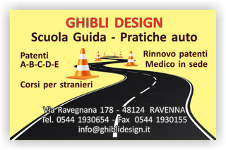Ghibli Design - Biglietto personalizzabile,  #2301 - fronte - autoscuola scuola guida strada giallo