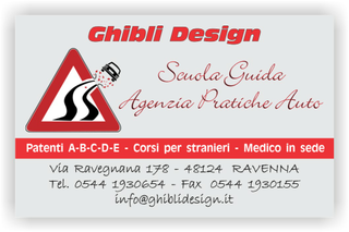 Ghibli Design - Biglietto personalizzabile,  #2320 - fronte - agenzia, auto, autoscuola, catalogo, grigio, guida, pratiche, scuola, segnale, stradale