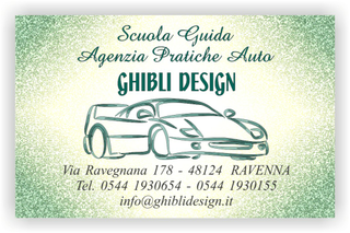 Ghibli Design - Biglietto personalizzabile,  #2342 - fronte - scuola guida agenzia pratiche auto autoscuola automobile ferrari verde