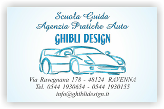 Ghibli Design - Biglietto personalizzabile,  #2345 - fronte - scuola guida agenzia pratiche auto autoscuola automobile ferrari azzurro