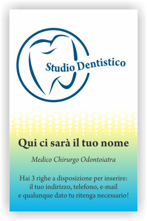 Ghibli Design - Biglietto verticale,  #2381 - fronte - dentista studio dentistico odontoiatrico odontoiatra dente denti molare azzurro