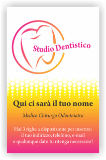 Ghibli Design - Biglietto verticale,  #2386 - fronte - dentista studio dentistico odontoiatrico odontoiatra dente denti molare rosa giallo