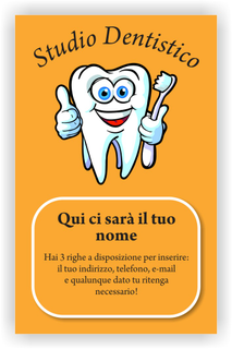 Ghibli Design - Biglietto verticale,  #2396 - fronte - dentista studio dentistico odontoiatrico odontoiatra dente molare arancione