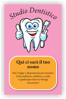 Ghibli Design - Biglietto verticale,  #2397 - fronte - dentista studio dentistico odontoiatrico odontoiatra dente molare rosa arancione