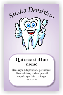 Ghibli Design - Biglietto verticale,  #2400 - fronte - dentista studio dentistico odontoiatrico odontoiatra dente molare lilla