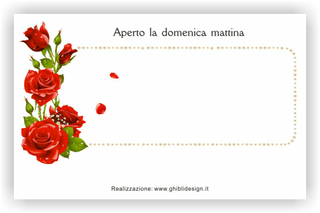 Ghibli Design - Biglietto personalizzabile,  #2494 - indietro - bocciolo, fioraio, fiori, fiorista, grigio, perle, petali, piante, rosa, rose, rosso, spine, stelo, vivaio