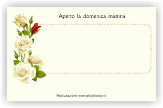 Ghibli Design - Biglietto personalizzabile,  #2504 - indietro - bocciolo, fioraio, fiori, fiorista, nero, petali, piante, rosa, rose, rugiada, stelo, vivaio, bianco