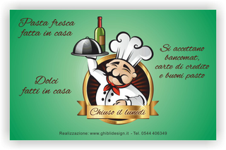 Ghibli Design - Biglietto personalizzabile,  #3457 - indietro - cuoco, cibo, vassoio, ristorazione, casereccia, tipica, 