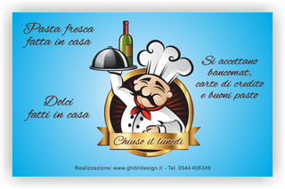Ghibli Design - Biglietto personalizzabile,  #3458 - indietro - cuoco, cibo, vassoio, ristorazione, casereccia, tipica, 