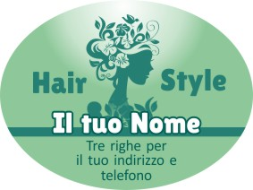 Ghibli Design - Etichette medie a colori,  #5296 - ovale, 36x27, colori, verde, parrucchiera, acconciature, capelli, style, hair, donna, disegno, stilizzato, fiori