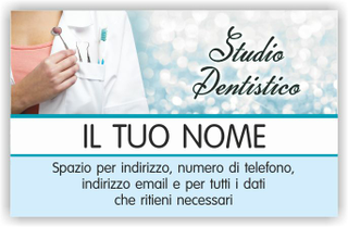 Ghibli Design - Biglietto personalizzabile,  #5545 - fronte - dentista, azzurro, strumenti, tasca, studio, odontoiatrico, odontoiatra, medico