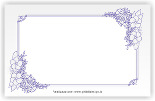 Ghibli Design - Biglietto senza immagini,  #5912 - indietro - fiori, floreale, rettangolo, cornice, lilla