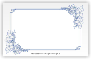 Ghibli Design - Biglietto senza immagini,  #5913 - indietro - fiori, floreale, rettangolo, cornice, grigio