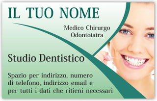 Ghibli Design - Biglietto personalizzabile,  #5987 - fronte - dentista, odontoiatra, studio dentistico, viso, donna, sorriso, denti, filo interdentale, verde
