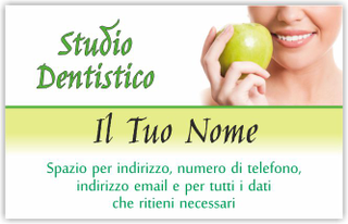 Ghibli Design - Biglietto personalizzabile,  #5993 - fronte - dentista, odontoiatra, studio dentistico, viso, donna, mela, sorriso, denti, verde