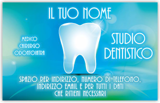 Ghibli Design - Biglietto personalizzabile,  #6007 - fronte - dentista, odontoiatra, studio dentistico, dente, logo, disegno, stilizzato, verde, blu