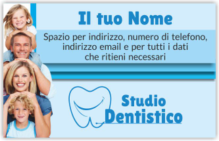 Ghibli Design - Biglietto personalizzabile,  #6018 - fronte - dentista, odontoiatra, studio dentistico, famiglia, sorrisi, dente, stilizzato, logo, azzurro
