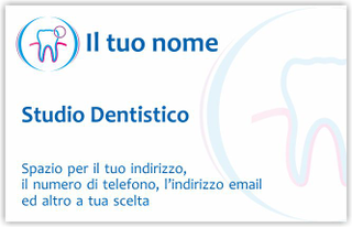 Ghibli Design - Biglietto personalizzabile,  #6019 - fronte - dentista, odontoiatra, studio dentistico, logo, stilizzato, dente, disegno, bianco