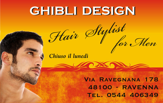 Ghibli Design - Biglietto personalizzabile,  #761 - fronte - 3061, appuntamento, arancione, barba, barbiere, giallo, hair, moro, parrucchiere, parrucchieri, promemoria, ragazzo, rosso, salone, stylist, uomo